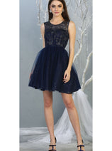Glitter A Line Mesh Short Bridesmaids Dress MQ1803