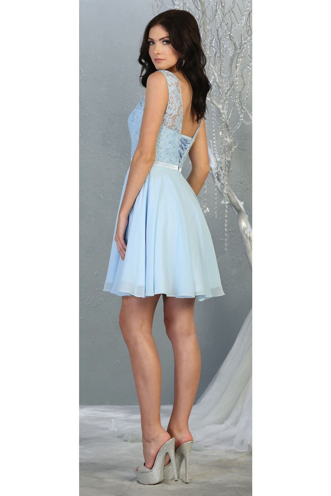 May Queen MQ1814 Boat Neck Short Bridesmaids Dress