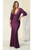 Stretchy Bodycon Evening Dress - EGGPLANT / 6