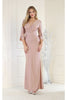 May Queen MQ1831 3/4 Sleeve Simple Plus Size Gown - MAUVE / 6
