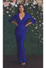 Stretchy Bodycon Evening Dress - ROYAL BLUE / 6