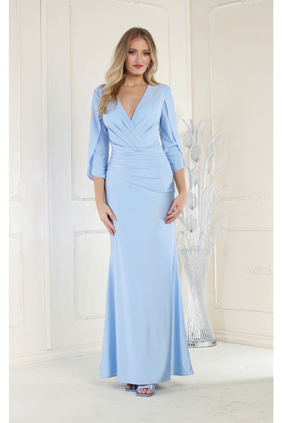 May Queen MQ1831 3/4 Sleeve Simple Plus Size Gown