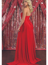 One Shoulder Bridesmaid Dress Simple Stretchy Long Evening Formal Gown