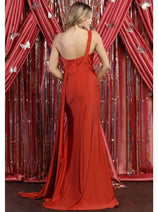 One Shoulder Bridesmaid Dress Simple Stretchy Long Evening Formal Gown