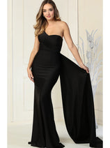One Shoulder Bridesmaid Dress Simple Stretchy Long Evening Formal Gown
