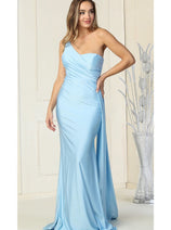 One Shoulder Bridesmaid Dress Simple Stretchy Long Evening Formal Gown