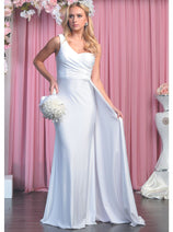 One Shoulder Bridesmaid Dress Simple Stretchy Long Evening Formal Gown