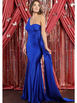 One Shoulder Bridesmaid Dress Simple Stretchy Long Evening Formal Gown