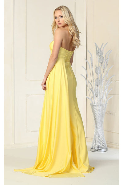 May Queen MQ1834Y Stretchy Simple One Shoulder Yellow Prom Dress - Dress