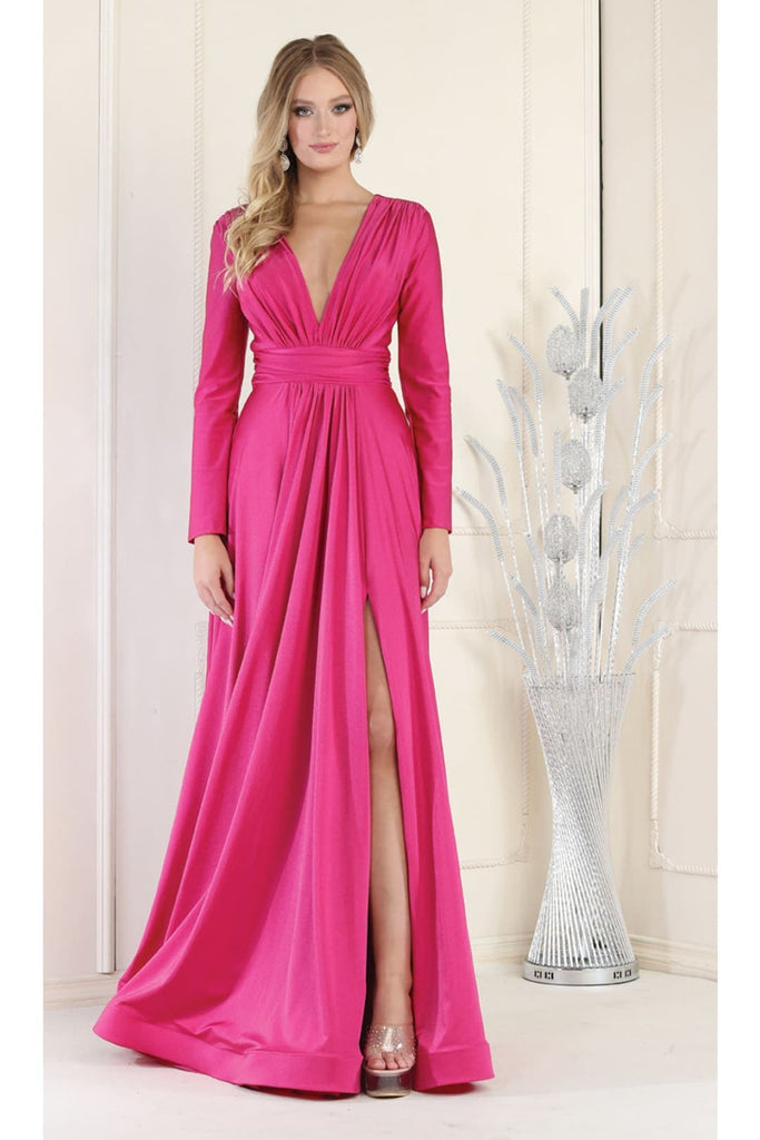 Stretchy Formal Evening Gown - FUCHSIA / 4