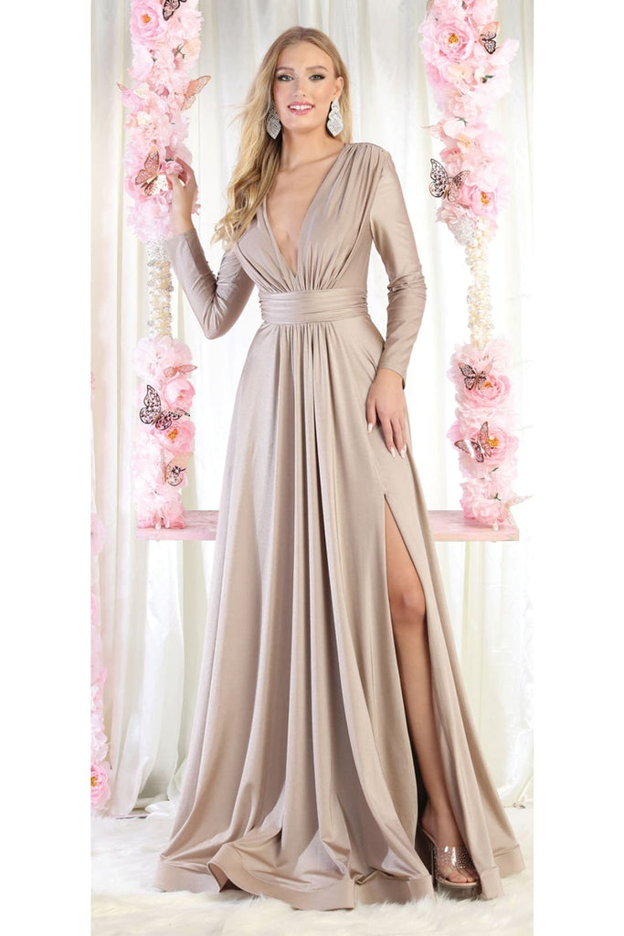 Stretchy Formal Evening Gown - MOCHA / 4