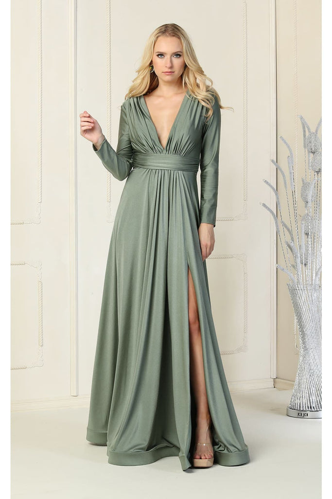 Stretchy Formal Evening Gown - OLIVE / 4