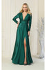 Long Sleeve Stretchy Gown - LA1835 - HUNTER GREEN / 4