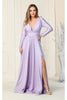Long Sleeve Stretchy Gown - LA1835 - LILAC / 4