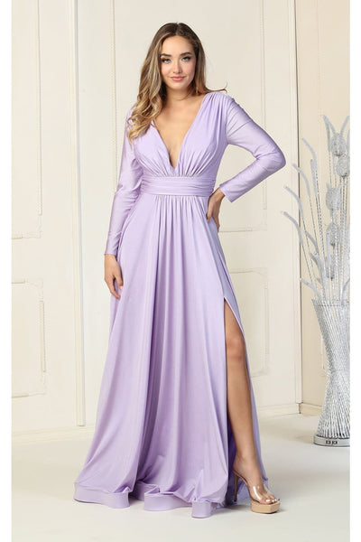 Long Sleeve Stretchy Gown - LA1835 - LILAC / 4