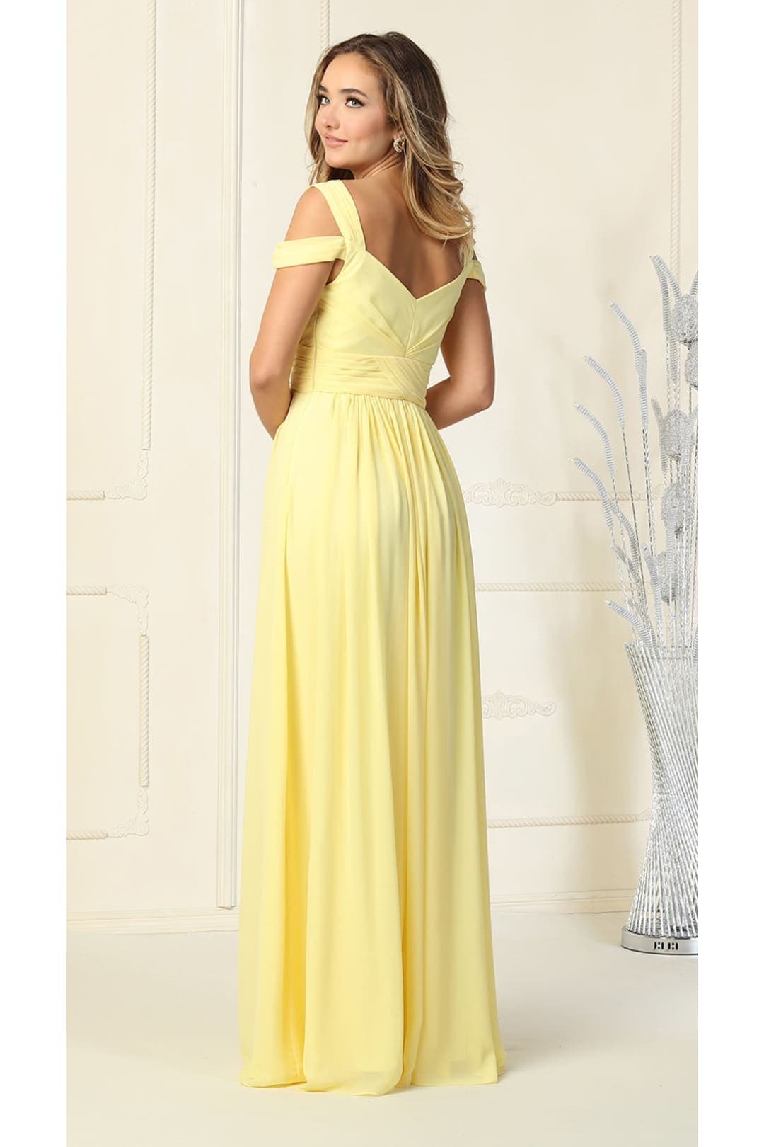 Long Bridesmaids Cold Shoulder Dress