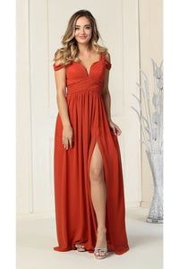 Long Bridesmaids Cold Shoulder Dress