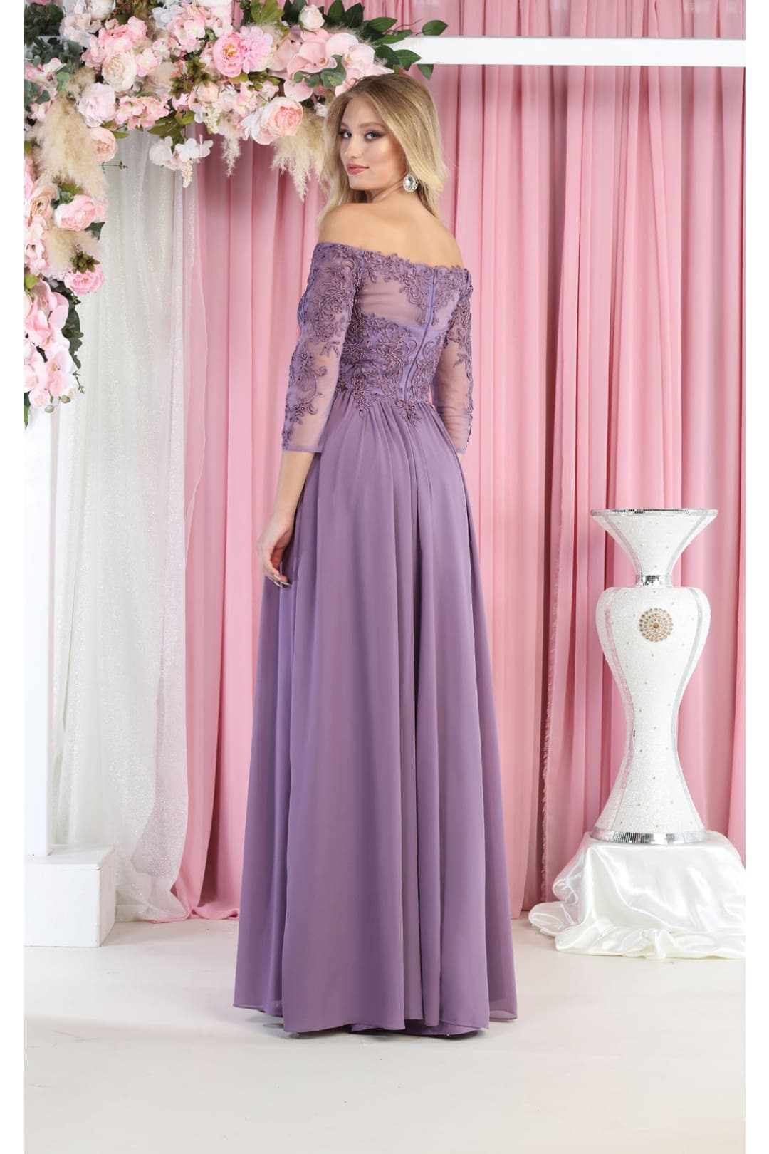 May Queen MQ1853 Off Shoulder Embroidered Plus Size Formal Gown
