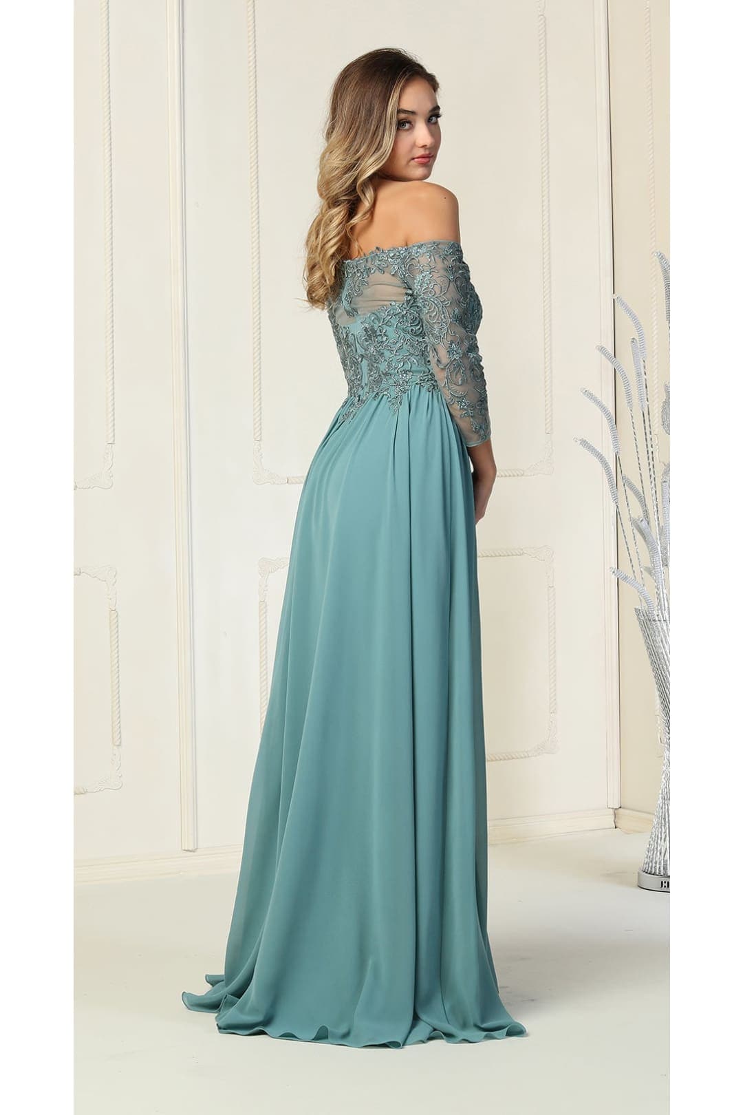 Embroidered Plus Size Formal Gown