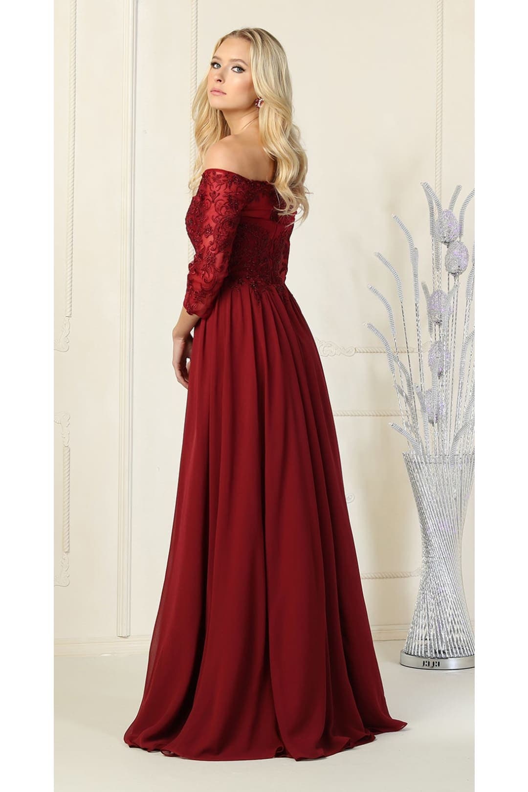 Embroidered Plus Size Formal Gown