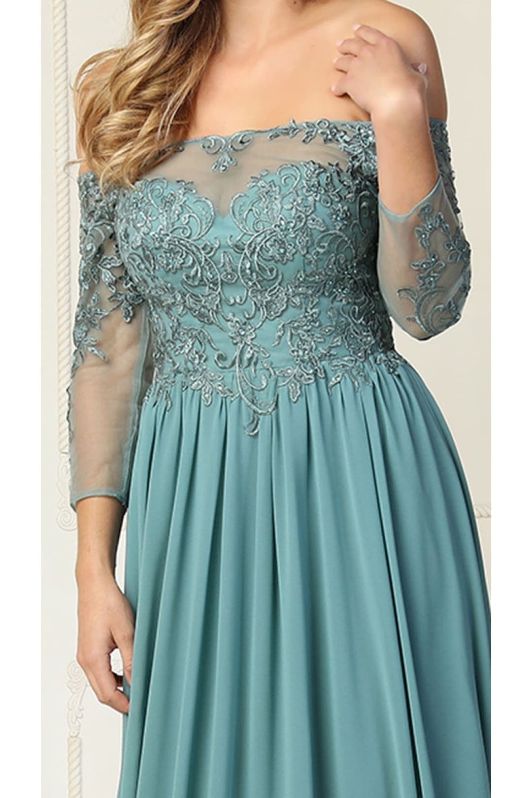Embroidered Plus Size Formal Gown