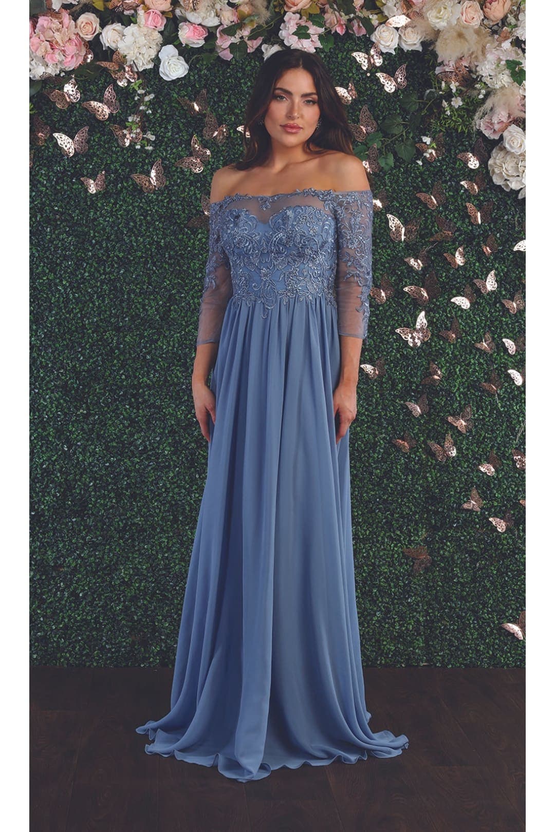 Embroidered Plus Size Formal Gown