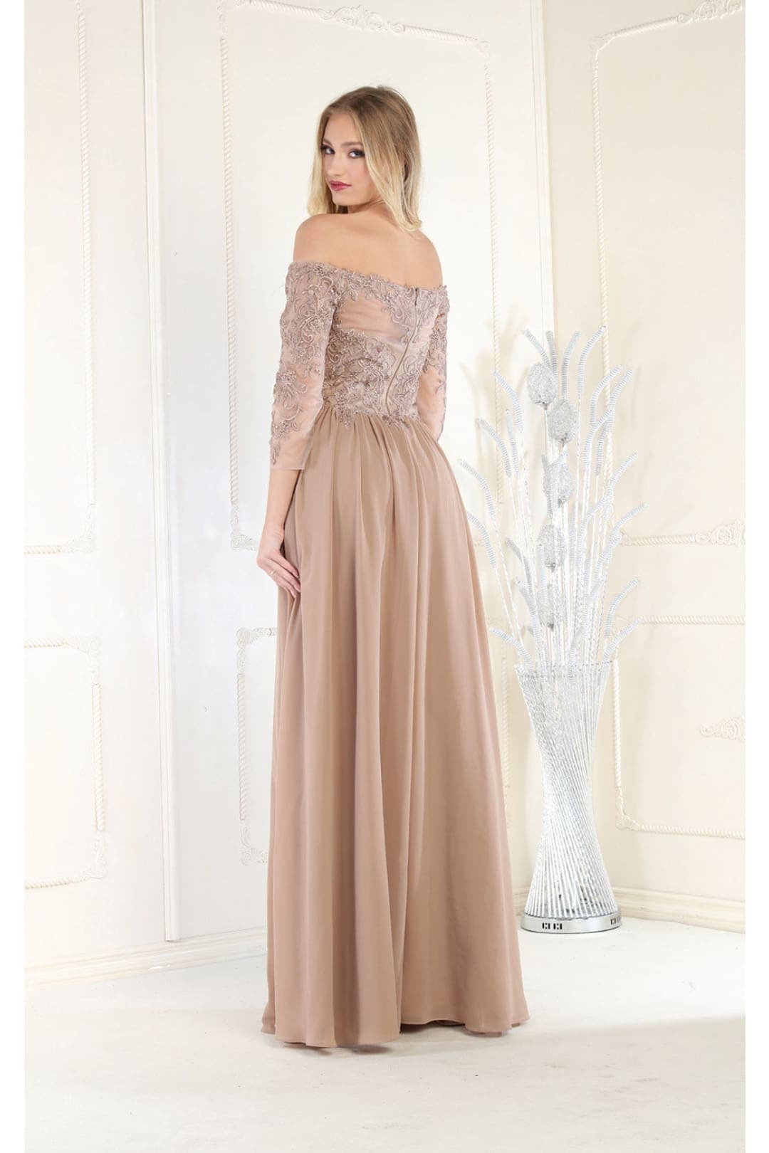 May Queen MQ1853 Off Shoulder Embroidered Plus Size Formal Gown