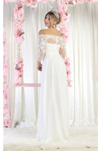 May Queen MQ1853B 3/4 Sleeve Wedding Long Gown