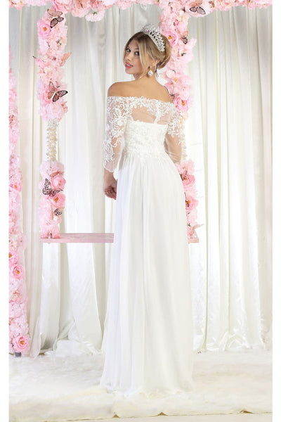 May Queen MQ1853B 3/4 Sleeve Wedding Long Gown