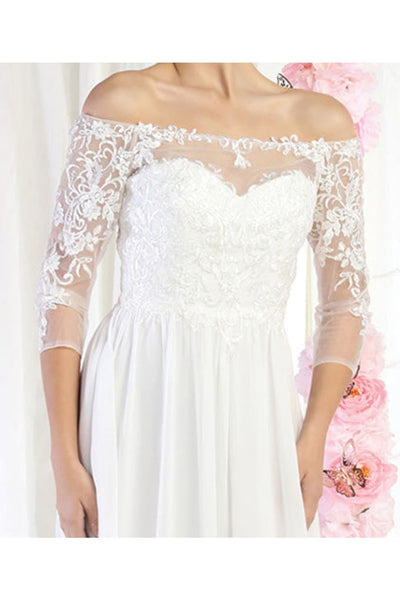 May Queen MQ1853B 3/4 Sleeve Wedding Long Gown