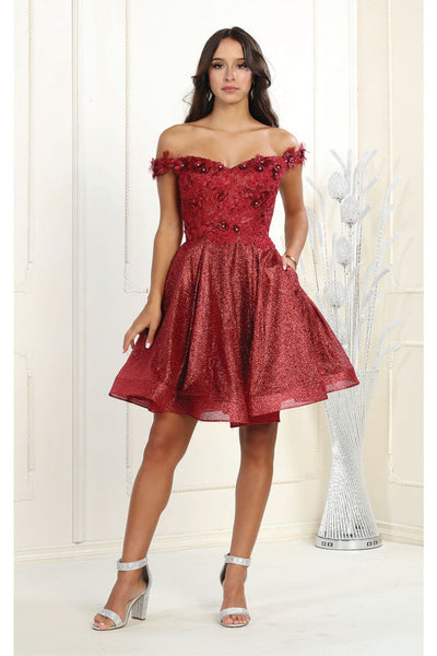 Short Prom Dresses - BURGUNDY / 2