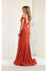 May Queen MQ1855 Long Slit Cold Shoulder Bodycon Prom Dress