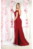May Queen MQ1855 Long Slit Cold Shoulder Bodycon Prom Dress