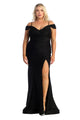 May Queen MQ1855B High Slit Stretch Plus Size Black Dress - BLACK / 12 - Dress