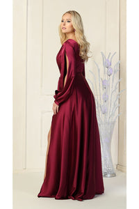 Split Long Sleeve Evening Gown