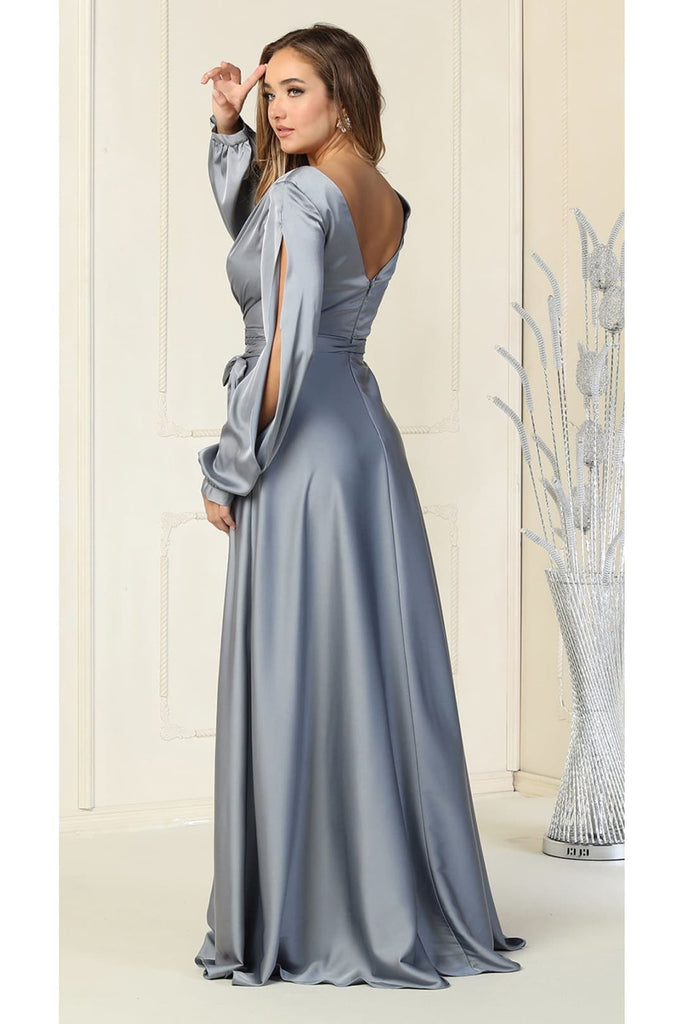 May Queen Long Sleeve Simple Evening Gown MQ1857 | Formal Dress Shops