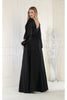May Queen MQ1857 Split Long Sleeve High Slit Simple Evening Gown