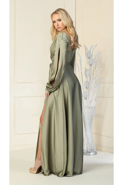 Split Long Sleeve Evening Gown