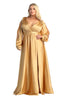 Split Long Sleeve Evening Gown - GOLD / 4