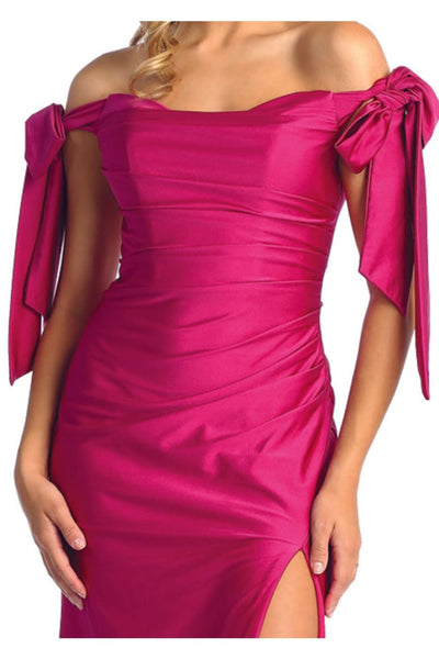 May Queen MQ1858 Stretchy Ruched Off The Shoulder Prom Dress - Dress