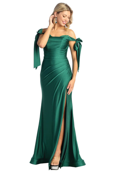 May Queen MQ1858 Stretchy Ruched Off The Shoulder Prom Dress - Dress
