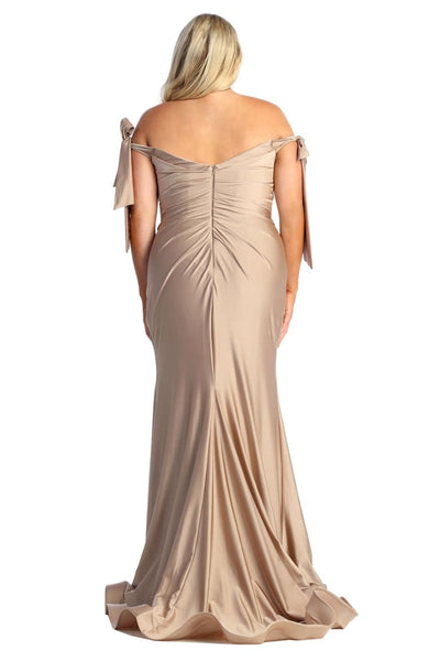 May Queen MQ1858 Stretchy Ruched Off The Shoulder Prom Dress - Dress