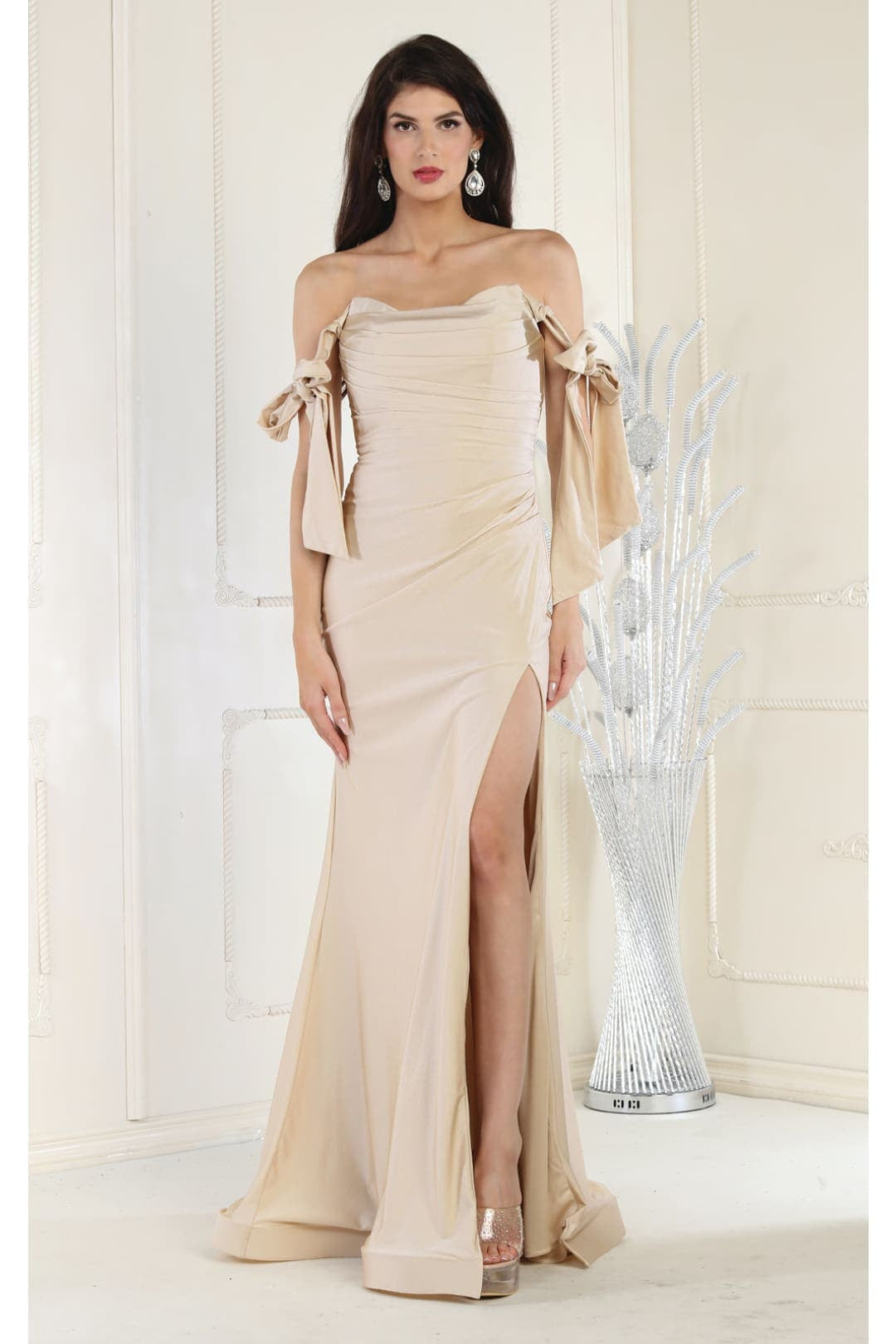 Off The Shoulder Dress - CHAMPAGNE / 4