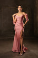 May Queen MQ1858 Stretchy Ruched Off The Shoulder Prom Dress - DUSTYROSE / 22 - Dress