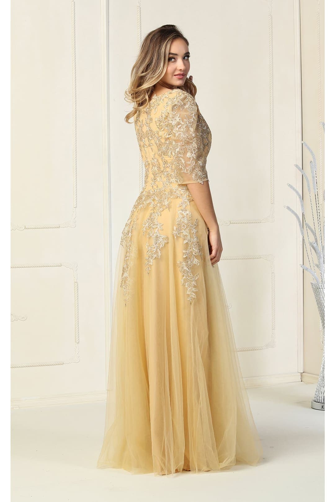 mother of the bride gold dresses plus size May Queen MQ1859 Gown glam dress