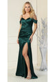 Satin Bridesmaids Elegant Gown - HUNTER GREEN / 4