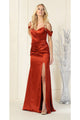 Satin Bridesmaids Elegant Gown - RUST / 4