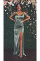 Satin Bridesmaids Elegant Gown - SAGE / 4