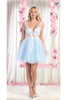 Short Prom Floral Dress - BABY BLUE / 4
