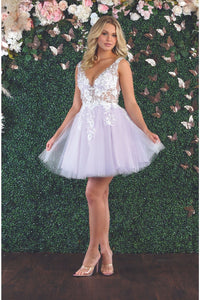 Short Prom Floral Dress - LILAC / 4